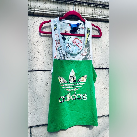 adidas x Topshop ✨Venice✨ green graffiti tank top✨ Size Medium ✨ Rare✨ Collector - Picture 4 of 14